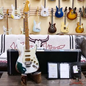 Fender Custom Shop Wild West White Lightning Stratocaster HSS Floyd Rose Maple Board 22 Frets Heavy Relic British Racing Green 8.00 LBS - Image 6
