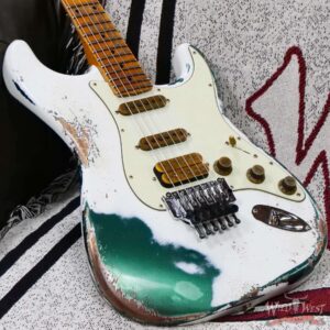 Fender Custom Shop Wild West White Lightning Stratocaster HSS Floyd Rose Maple Board 22 Frets Heavy Relic British Racing Green 8.00 LBS - Image 8