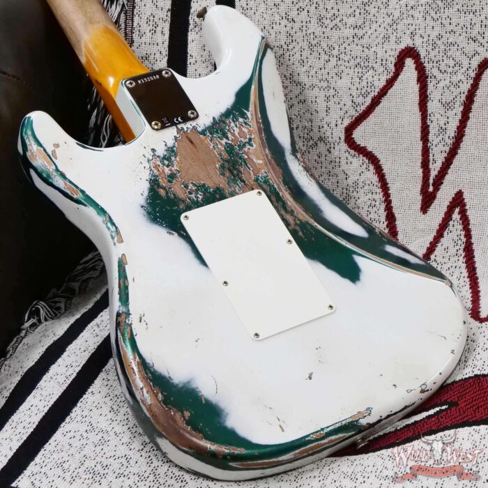 Fender Custom Shop Wild West White Lightning Stratocaster HSS Floyd Rose Maple Board 22 Frets Heavy Relic British Racing Green 8.00 LBS - Image 12
