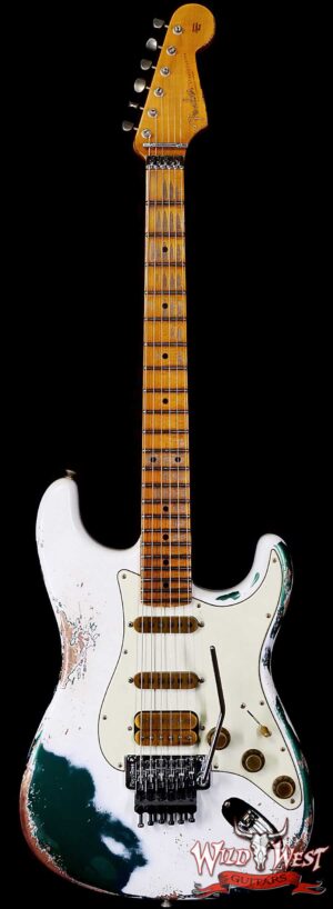 Fender Custom Shop Wild West White Lightning Stratocaster HSS Floyd Rose Maple Board 22 Frets Heavy Relic British Racing Green 8.00 LBS