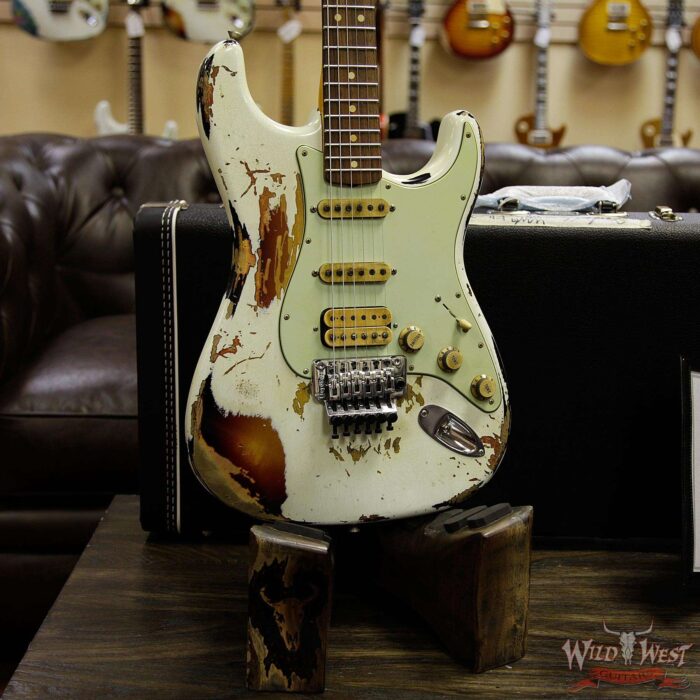 Fender Custom Shop White Lightning Stratocaster Floyd Rose HSS Rosewood Fretboard 3 Tone Sunburst - Image 12
