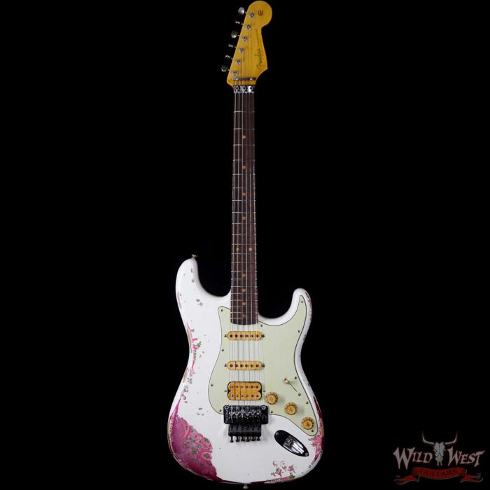 Fender Custom Shop White Lightning Stratocaster HSS Floyd Rose Heavy Relic Rosewood Board 21 Frets Pink Paisley - Image 4