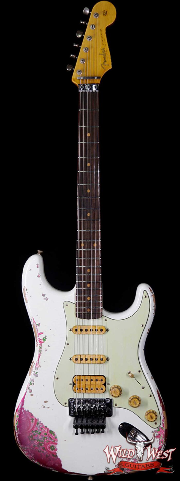 Fender Custom Shop White Lightning Stratocaster HSS Floyd Rose Heavy Relic Rosewood Board 21 Frets Pink Paisley - Image 1