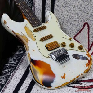 Fender Custom Shop Wild West White Lightning Stratocaster HSS Floyd Rose Rosewood Board 22 Frets Heavy Relic 3 Tone Sunburst - Image 8