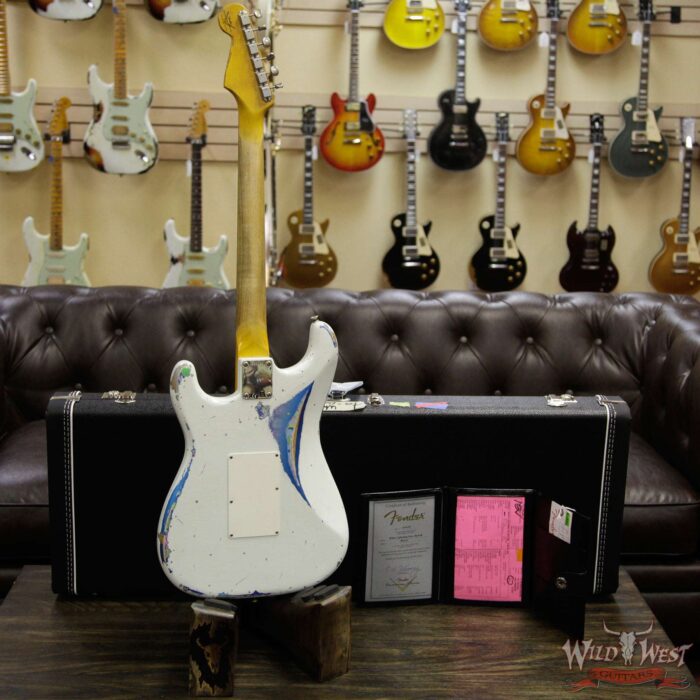 Fender Custom Shop White Lightning Stratocaster HSS Floyd Rose Heavy Relic Rosewood Board 22 Frets Blue Flower - Image 13
