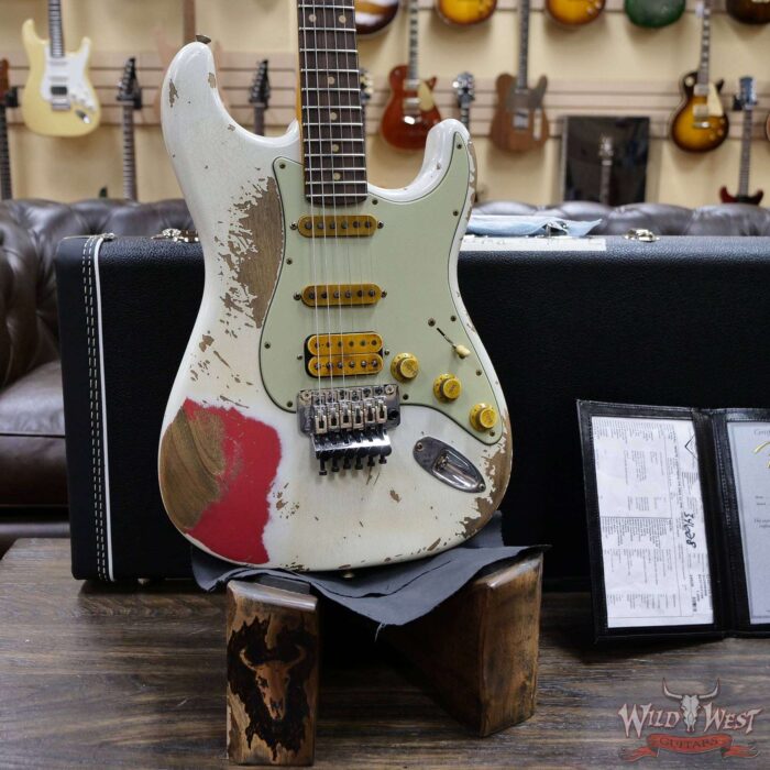 Fender Custom Shop Wild West White Lightning Stratocaster Floyd Rose Heavy Relic Rosewood Board 22 Frets Fiesta Red - Image 8
