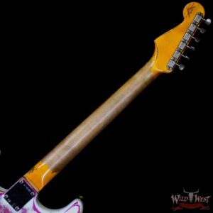 Fender Custom Shop Wild West White Lightning Stratocaster HSH Floyd Rose Rosewood Board 22 Frets Heavy Relic Pink Paisley - Image 5