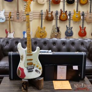 Fender Custom Shop Wild West White Lightning Stratocaster Floyd Rose Heavy Relic Maple Board 21 Frets Fiesta Red - Image 6