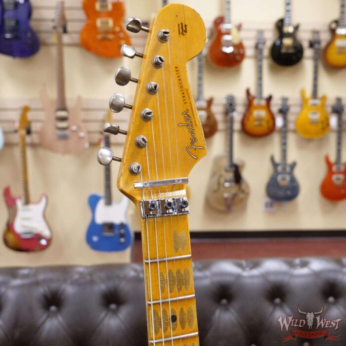 Fender Custom Shop Wild West White Lightning Stratocaster Floyd Rose Heavy Relic Maple Board 21 Frets Fiesta Red - Image 7