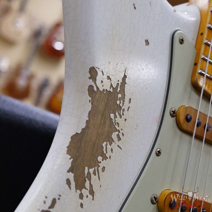 Fender Custom Shop Wild West White Lightning Stratocaster Floyd Rose Heavy Relic Maple Board 21 Frets Fiesta Red - Image 9