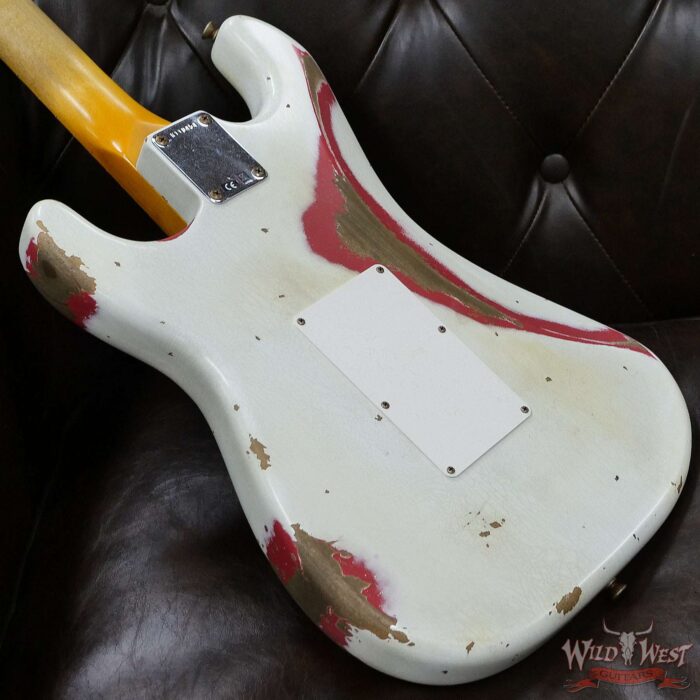 Fender Custom Shop Wild West White Lightning Stratocaster Floyd Rose Heavy Relic Maple Board 21 Frets Fiesta Red - Image 12