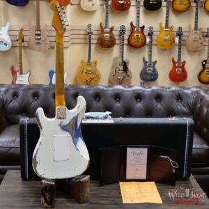 Fender Custom Shop Wild West White Lightning Stratocaster Floyd Rose Maple Board 21 Frets Heavy Relic Lake Placid Blue - Image 10