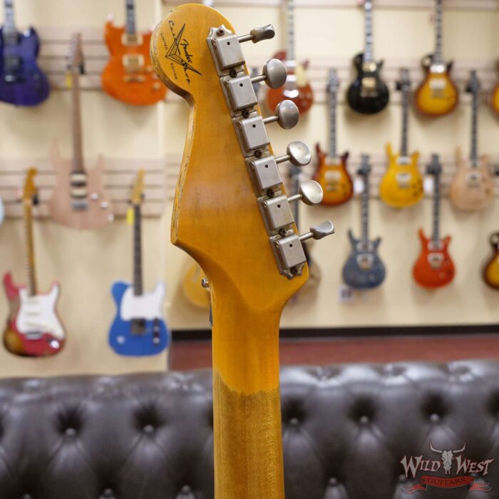 Fender Custom Shop Wild West White Lightning Stratocaster Floyd Rose Maple Board 21 Frets Heavy Relic Lake Placid Blue - Image 11
