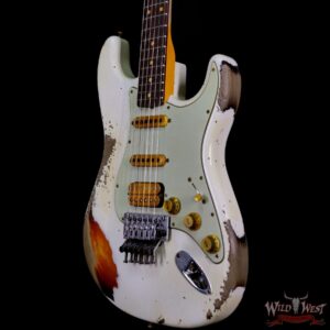 Fender Custom Shop Wild West White Lightning Stratocaster Floyd Rose Rosewood Board 21 Frets Heavy Relic 3 Tone Sunburst - Image 2