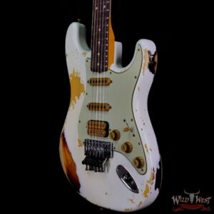 Fender Custom Shop Wild West White Lightning Stratocaster HSS Floyd Rose Rosewood Board 21 Frets Heavy Relic 2 Tone Sunburst - Image 2