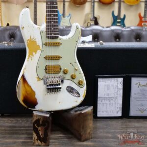 Fender Custom Shop Wild West White Lightning Stratocaster HSS Floyd Rose Rosewood Board 21 Frets Heavy Relic 2 Tone Sunburst - Image 8