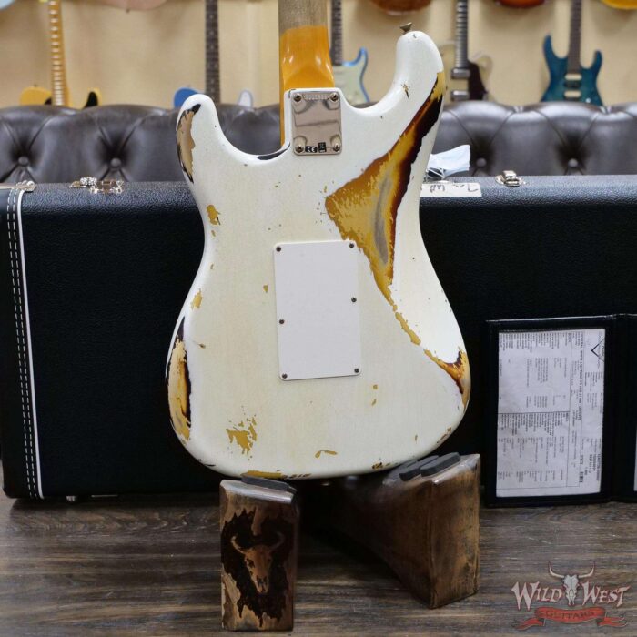 Fender Custom Shop Wild West White Lightning Stratocaster HSS Floyd Rose Rosewood Board 21 Frets Heavy Relic 2 Tone Sunburst - Image 11