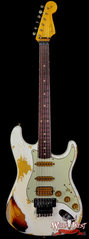 Fender Custom Shop Wild West White Lightning Stratocaster HSS Floyd Rose Rosewood Board 21 Frets Heavy Relic 2 Tone Sunburst