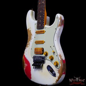 Fender Custom Shop Wild West White Lightning Stratocaster HSS Floyd Rose Rosewood Board 22 Frets Heavy Relic Fiesta Red - Image 2