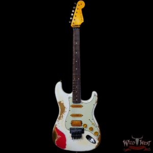 Fender Custom Shop Wild West White Lightning Stratocaster HSS Floyd Rose Rosewood Board 22 Frets Heavy Relic Fiesta Red - Image 3