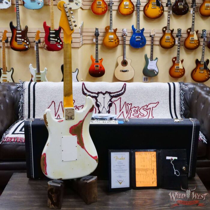Fender Custom Shop Wild West White Lightning Stratocaster HSS Floyd Rose Rosewood Board 22 Frets Heavy Relic Fiesta Red - Image 9
