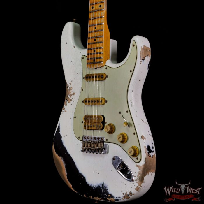 Fender Custom Shop Wild West White Lightning 2.0 Stratocaster Heavy Relic Maple Fingerboard 21 Frets Black - Image 2