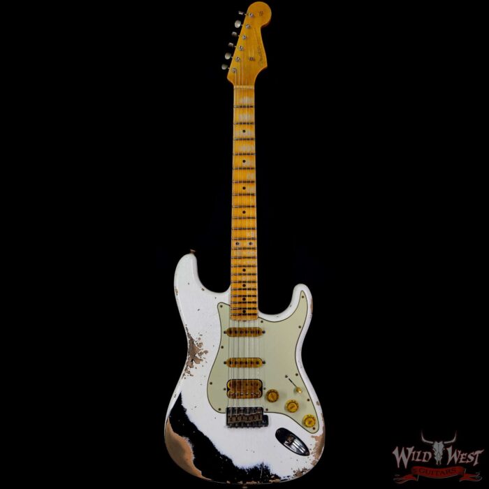 Fender Custom Shop Wild West White Lightning 2.0 Stratocaster Heavy Relic Maple Fingerboard 21 Frets Black - Image 3