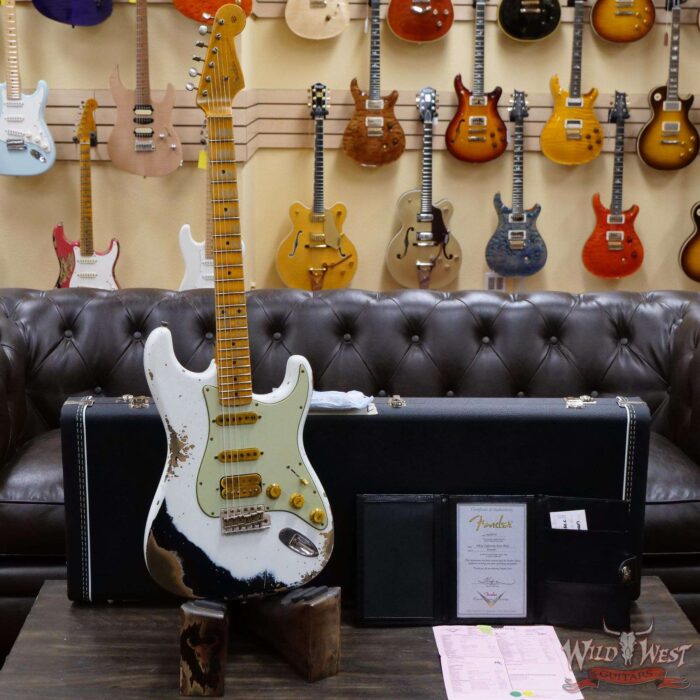 Fender Custom Shop Wild West White Lightning 2.0 Stratocaster Heavy Relic Maple Fingerboard 21 Frets Black - Image 6