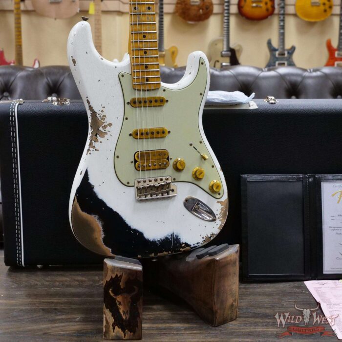 Fender Custom Shop Wild West White Lightning 2.0 Stratocaster Heavy Relic Maple Fingerboard 21 Frets Black - Image 8