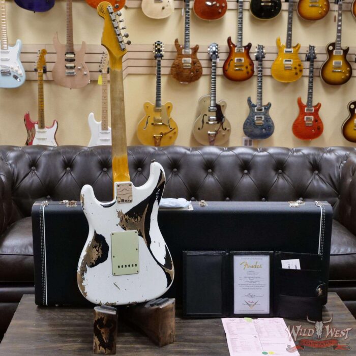 Fender Custom Shop Wild West White Lightning 2.0 Stratocaster Heavy Relic Maple Fingerboard 21 Frets Black - Image 9