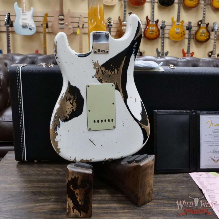 Fender Custom Shop Wild West White Lightning 2.0 Stratocaster Heavy Relic Maple Fingerboard 21 Frets Black - Image 11