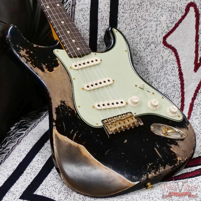 Fender Custom Shop Wild West Guitars 25th Anniversary 1960 Stratocaster Madagascar Rosewood Fretboard Heavy Relic Black 7.80 LBS - Image 8