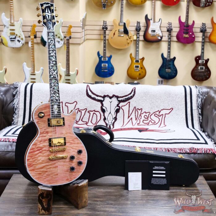 Gibson Custom Shop M2M Les Paul Custom Faded Chablis Pink 3A Quilt Maple Top Tree of Life Inlay 9.35 LBS - Image 6