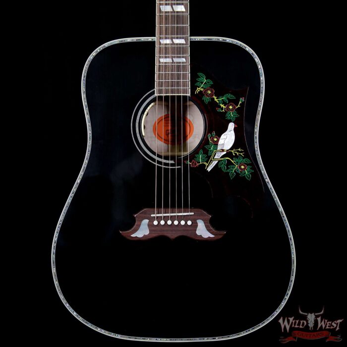 Gibson Custom Shop Dove Abalone Custom Ebony Acoustic-Electric Guitar - Image 3