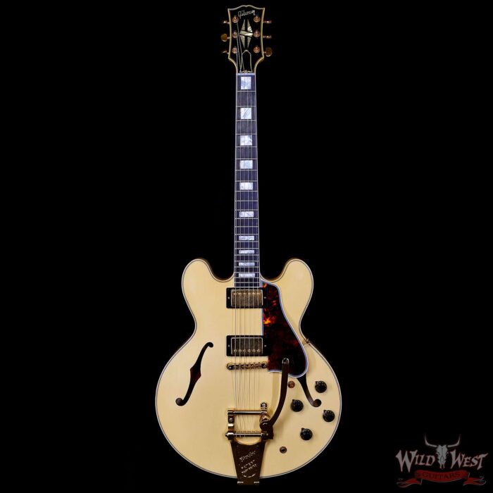 Gibson Custom Shop M2M 1959 ES-355 Reissue with Bigsby Murphy Lab Ultra Light Aged Heavy Antique White 8.95 lbs - Image 3
