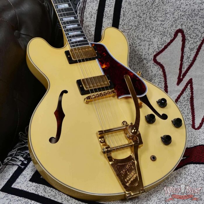 Gibson Custom Shop M2M 1959 ES-355 Reissue with Bigsby Murphy Lab Ultra Light Aged Heavy Antique White 8.95 lbs - Image 9