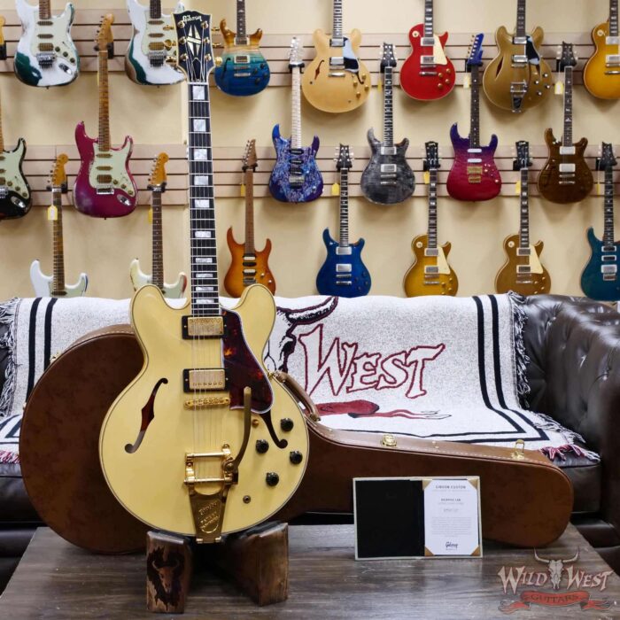 Gibson Custom Shop M2M 1959 ES-355 Reissue with Bigsby Murphy Lab Ultra Light Aged Heavy Antique White 8.95 lbs - Image 13