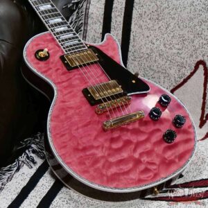 Gibson Custom Shop M2M Hand Selected 5A Quilt Maple Top Les Paul Custom Ebony Fingerboard VOS Chablis Pink 8.50 LBS - Image 7