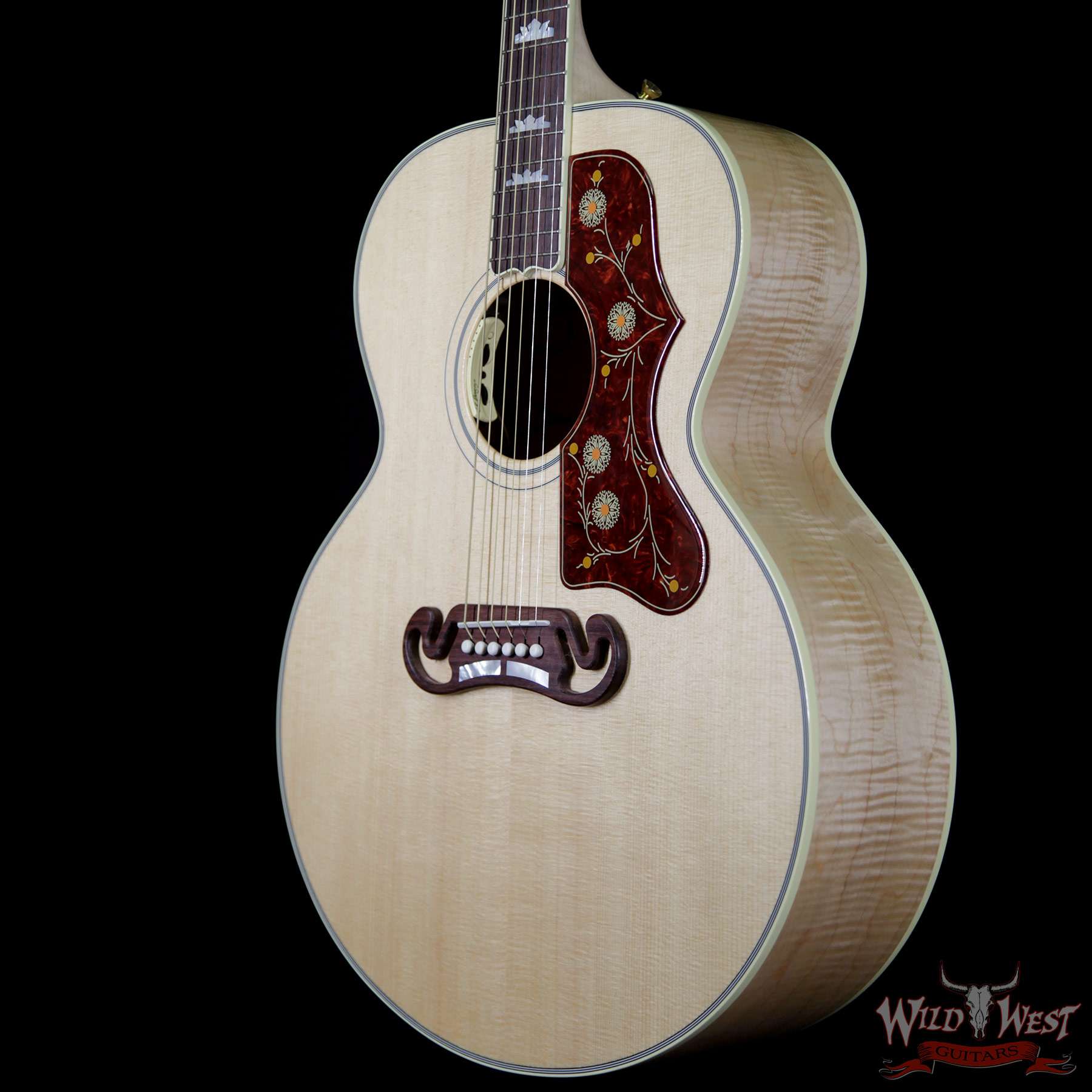 gibson-sj200-antiquenatural-1010802-br__wwg.jpg 2018 Gibson Montana SJ-200 Standard Flame Maple Side Back & Neck Rosewood Board Antique Natural - Image 2