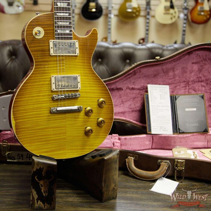 Gibson Custom Shop Historic 1959 Les Paul Aged Hand Selected Killer Top Brazilian Rosewood Board Honey Lemon Fade 8.40 LBS - Image 12