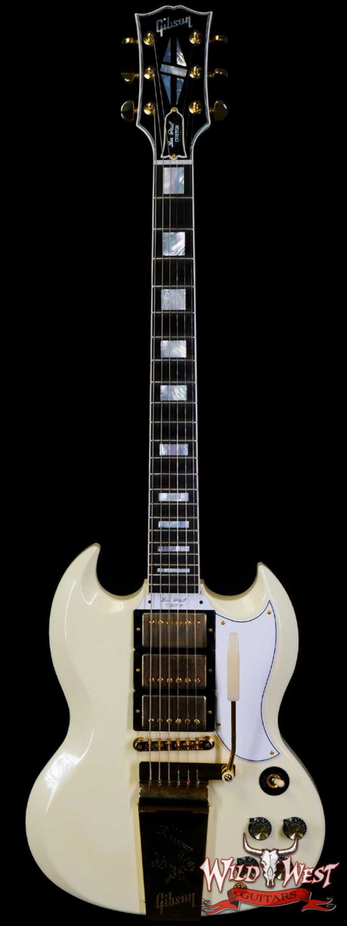 Gibson Custom Shop 1963 Les Paul SG Custom Reissue w/ Maestro Vibrola VOS Classic White - Image 1