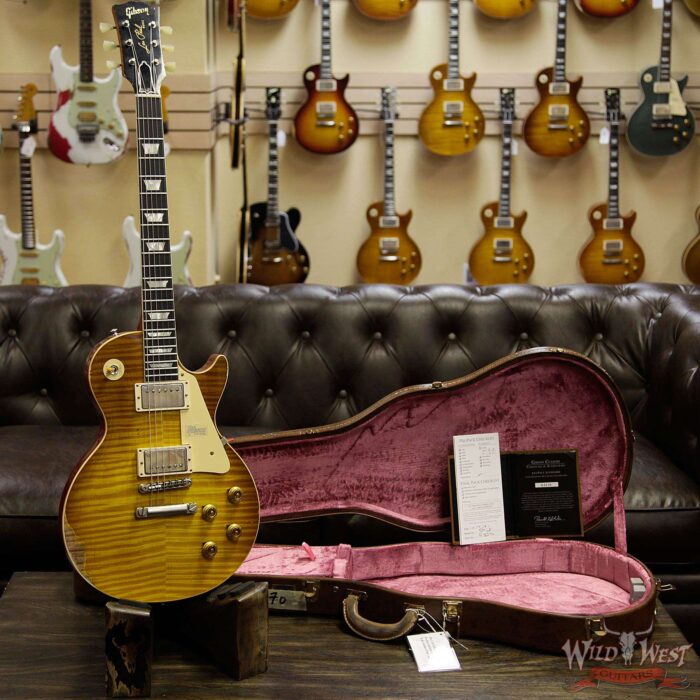 Gibson Custom Shop Historic 1959 Les Paul Heavy Aged Hand Selected Killer Top Brazilian Rosewood Board Honey Lemon Fade 8.35 Pounds - Image 11