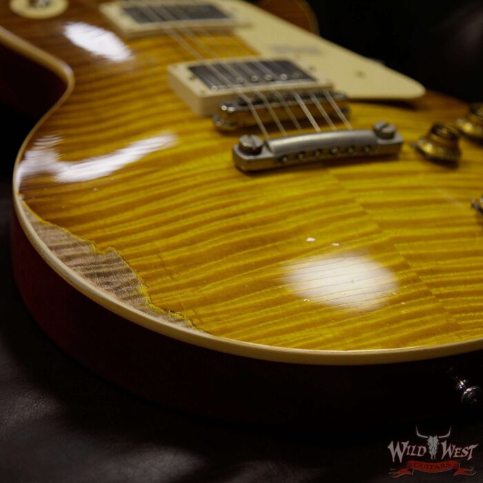 Gibson Custom Shop Historic 1959 Les Paul Heavy Aged Hand Selected Killer Top Brazilian Rosewood Board Honey Lemon Fade 8.35 Pounds - Image 14