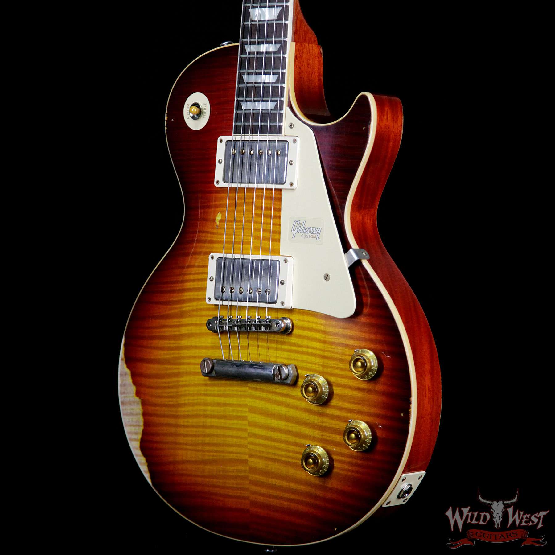 gibsoncs-59lp-brz-ha-vc-98368br__wwg.jpg Gibson Custom Shop Historic 1959 Les Paul Heavy Aged Hand Selected Killer Top Brazilian Rosewood Board Vintage Cherry 8.10 Pounds - Image 2