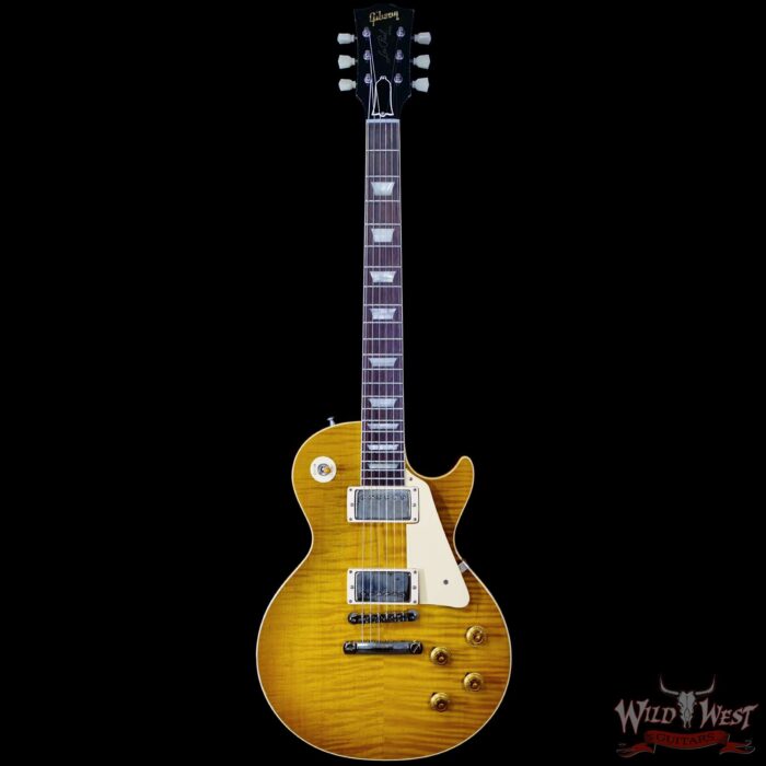 Gibson Custom Shop M2M 1959 Les Paul Standard Reissue Hand Selected Flame Maple Top Murphy Lab Light Aged Green Lemon Fade 8.35 LBS - Image 3