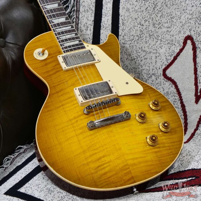 Gibson Custom Shop M2M 1959 Les Paul Standard Reissue Hand Selected Flame Maple Top Murphy Lab Light Aged Green Lemon Fade 8.35 LBS - Image 8