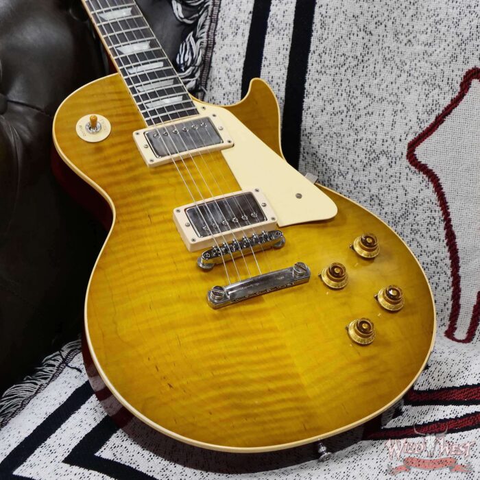 Gibson Custom Shop M2M 1959 Les Paul Standard Reissue Hand Selected Flame Maple Top Murphy Lab Light Aged Green Lemon Fade 8.40 LBS - Image 8