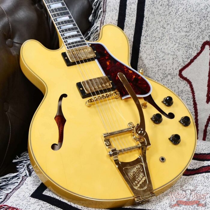 Gibson Custom Shop M2M 1959 ES-355 Reissue with Bigsby Murphy Lab Ultra Light Aged Heavy Antique White 9.15 LBS - Image 8