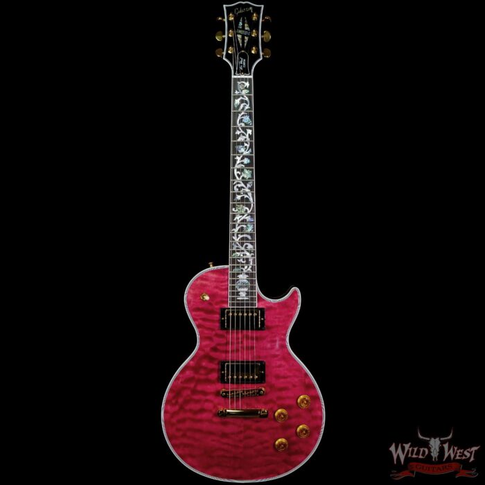 Gibson Custom Shop M2M Hand Selected 5A Quilt Maple Top Les Paul Custom Ebony Board with Tree of Life Inlay Chablis Pink (Blemish) - Image 3