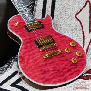Gibson Custom Shop M2M Hand Selected 5A Quilt Maple Top Les Paul Custom Ebony Board with Tree of Life Inlay Chablis Pink (Blemish) - Image 8
